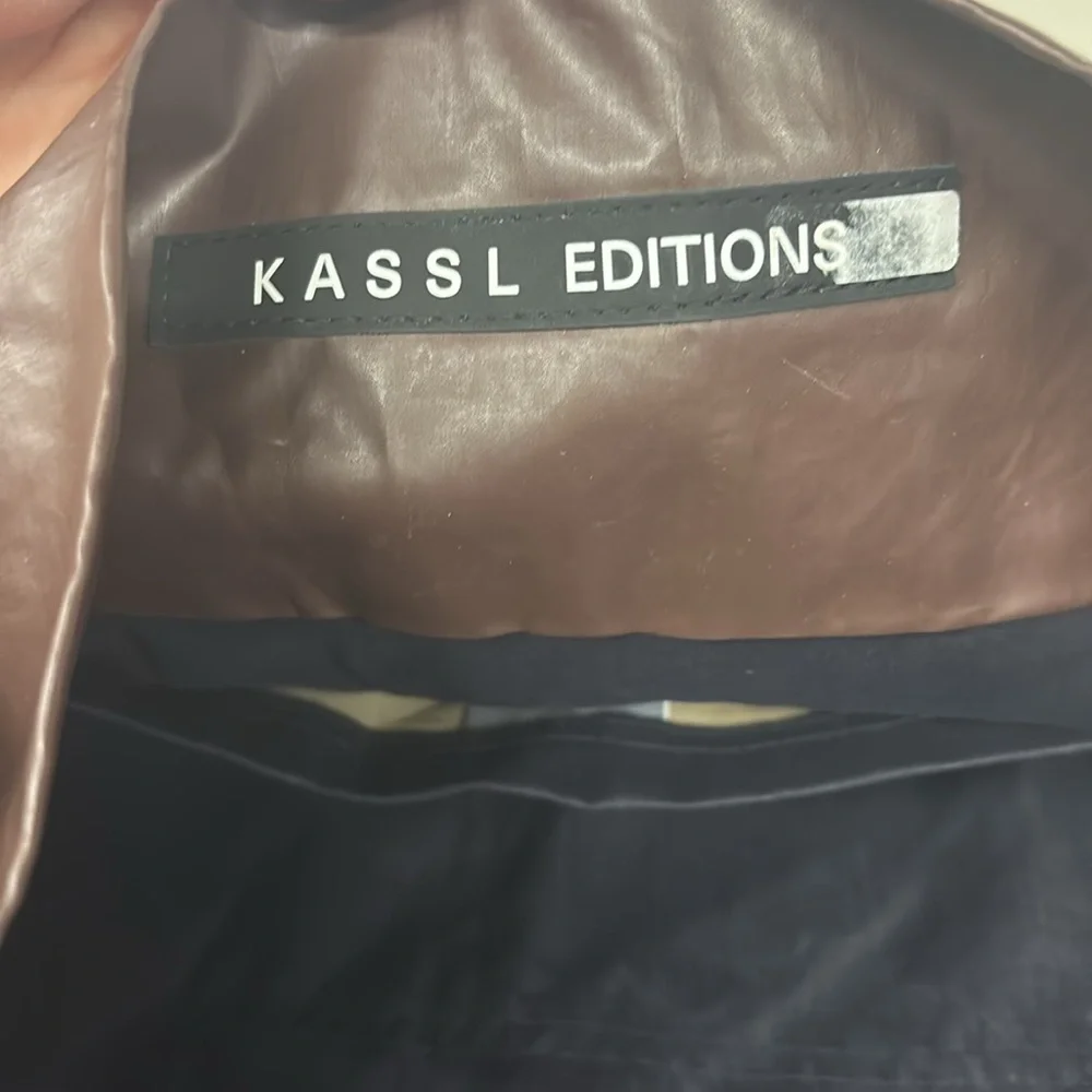 1 DAY SALE Kassl editions Tote shoulder skai dark brown faux leather tote bag